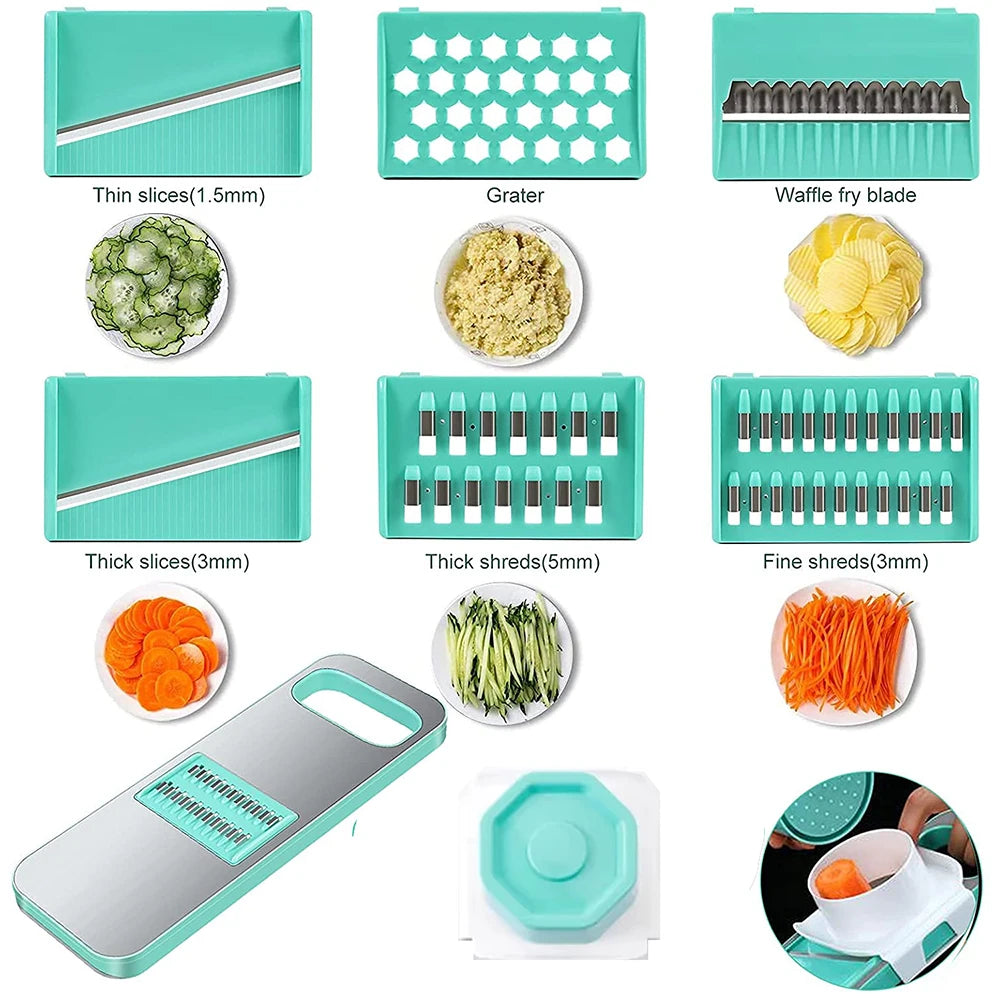 French Fry Cutter Potato Slicer - Stainless Steel Blade Veggie Dicer & Manual Chopper