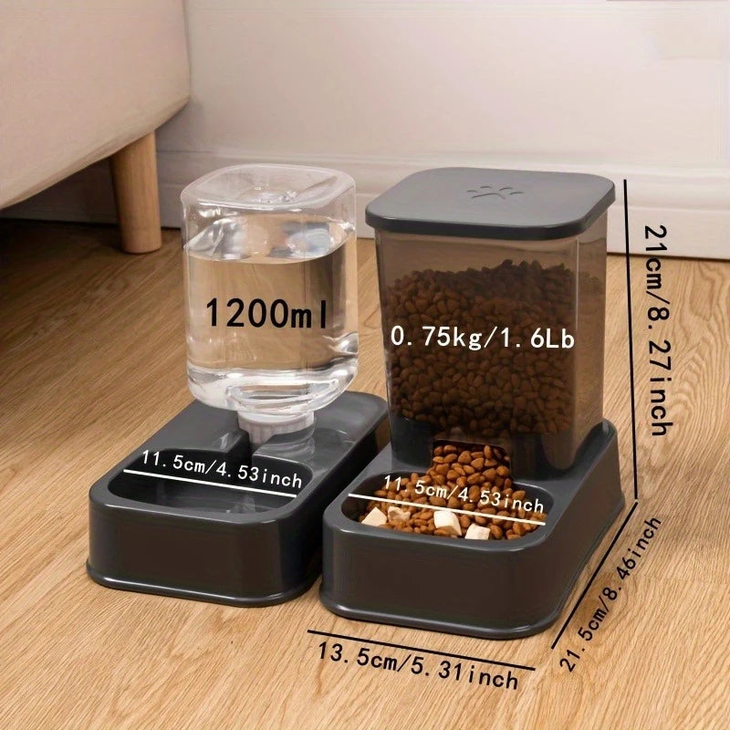 Automatic Pet Feeder & Water Dispenser – Portion-Control Food Bowl for Cats & Dogs (No Batteries Required)