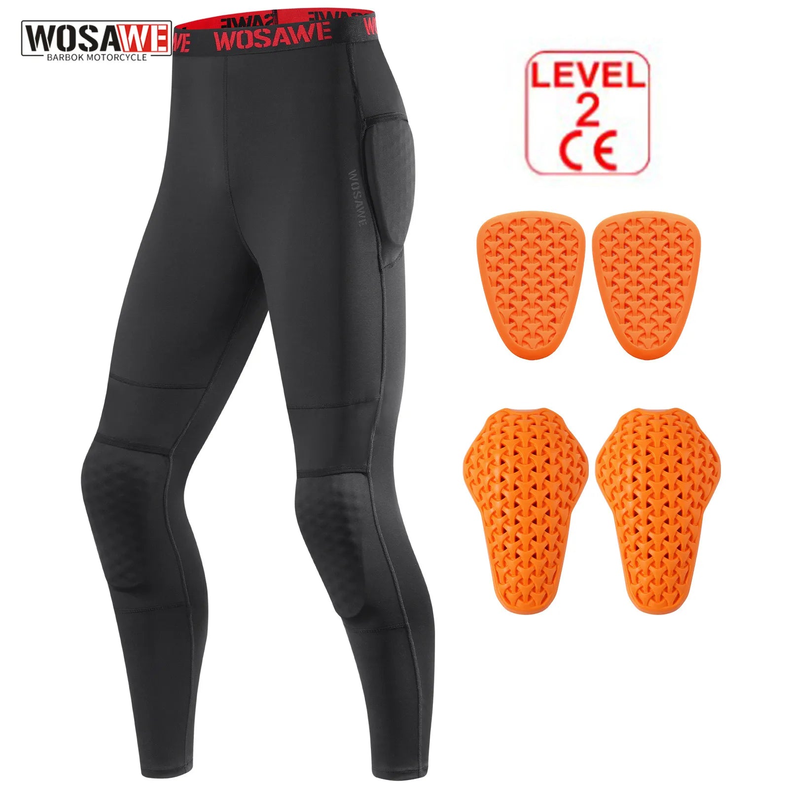 Men's CE-Certified Motorcycle Pants with Detachable Knee & Hip Pads – Breathable Motocross Off-Road Cycling Pants, Black