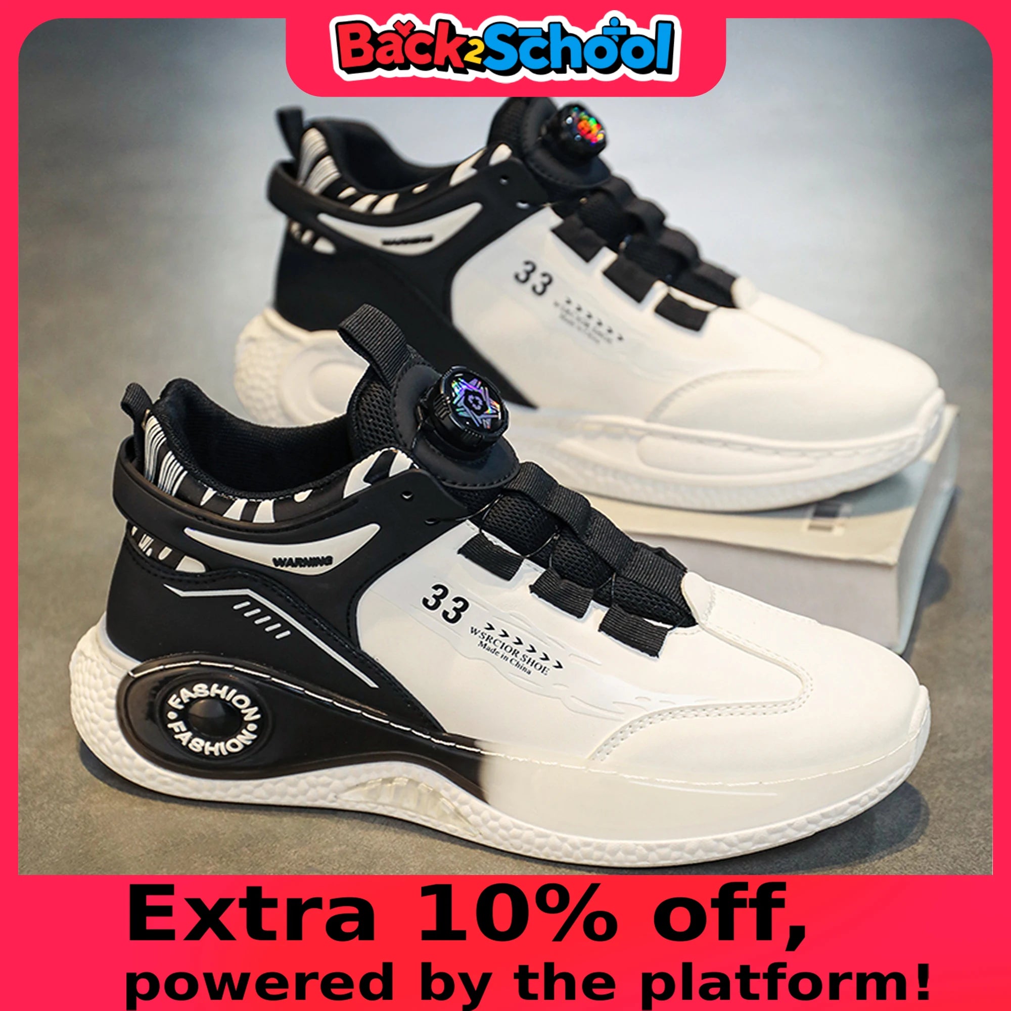Men's Rotating Buckle Sneakers – Non-Slip Lace-Up Casual Outdoor Sports Shoes