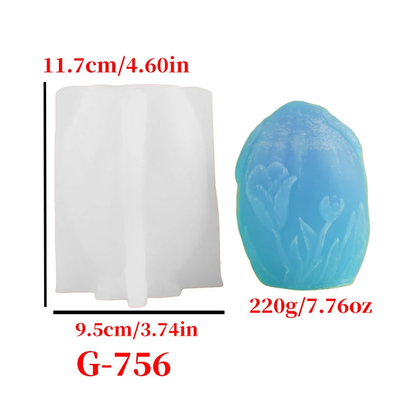3D Big-Eared Bunny Egg Silicone Mold for Candle Making, Soap & Plaster DIY 2.4 x 2.4 x 3.3 in (6 x 6 x 8.5 cm)