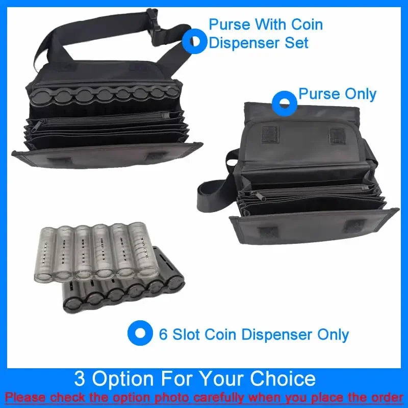 6-Slot Euro Coin Dispenser Waist Wallet – Waiter & Driver Cash Coin Holder with Zipper Pocket