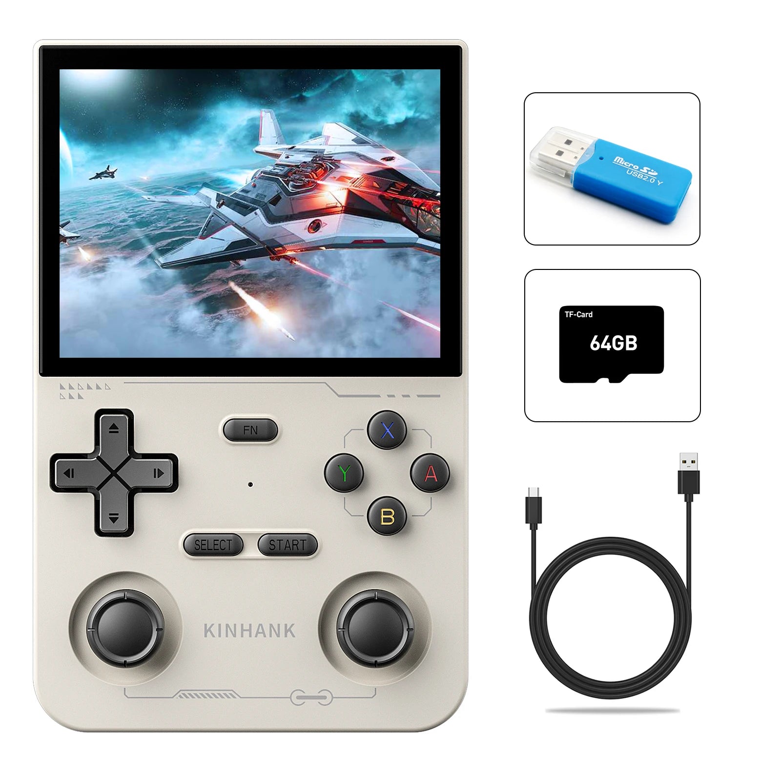 Retro Handheld Game Console 3.5-Inch (8.9 cm) IPS 500-nit Screen 16,000+ Games PS1 PSP N64 DC SS Emulators