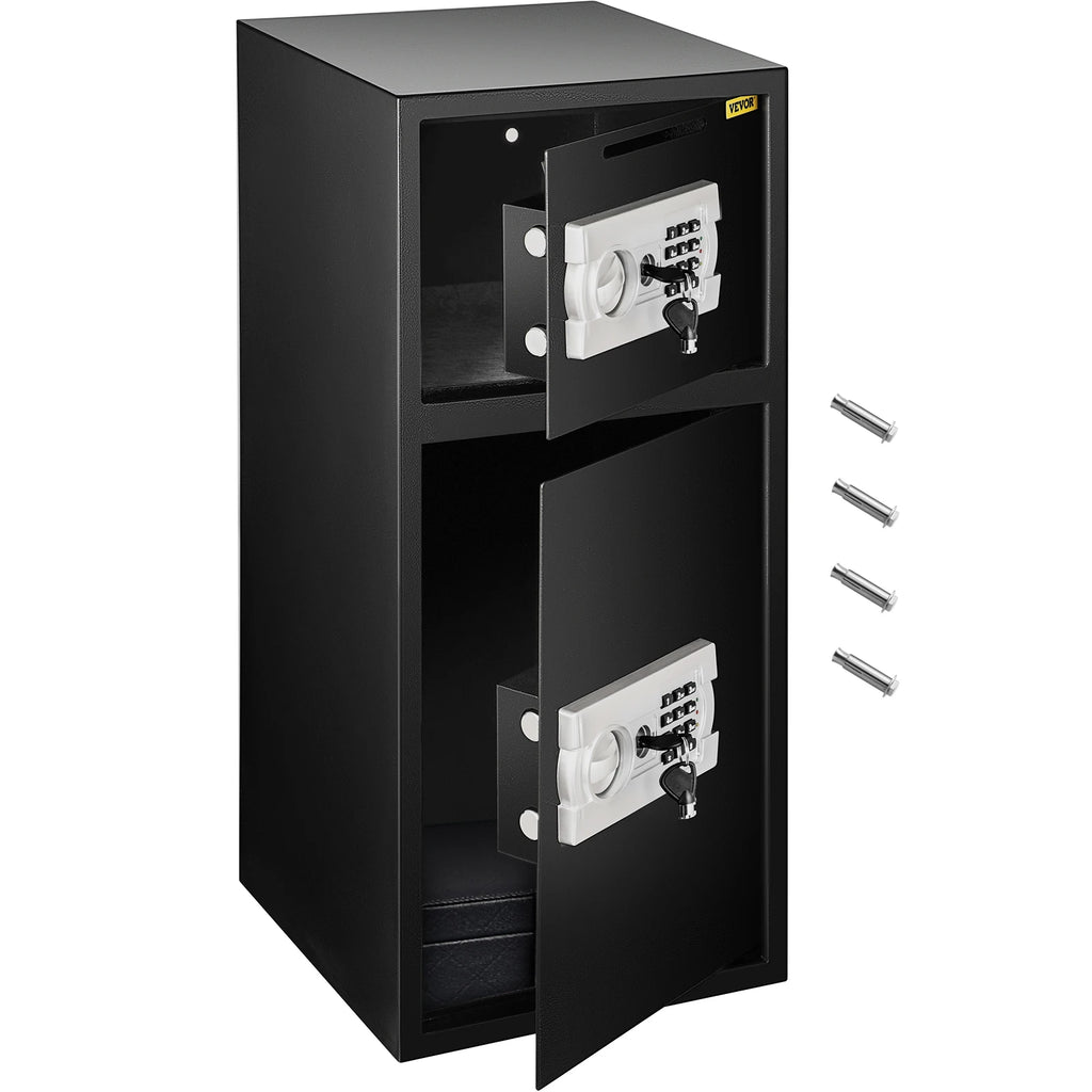 33-Inch (84 cm) Double Door Electronic Safe Deposit Box, Dual-Compartment Steel Security Safe for Home & Office
