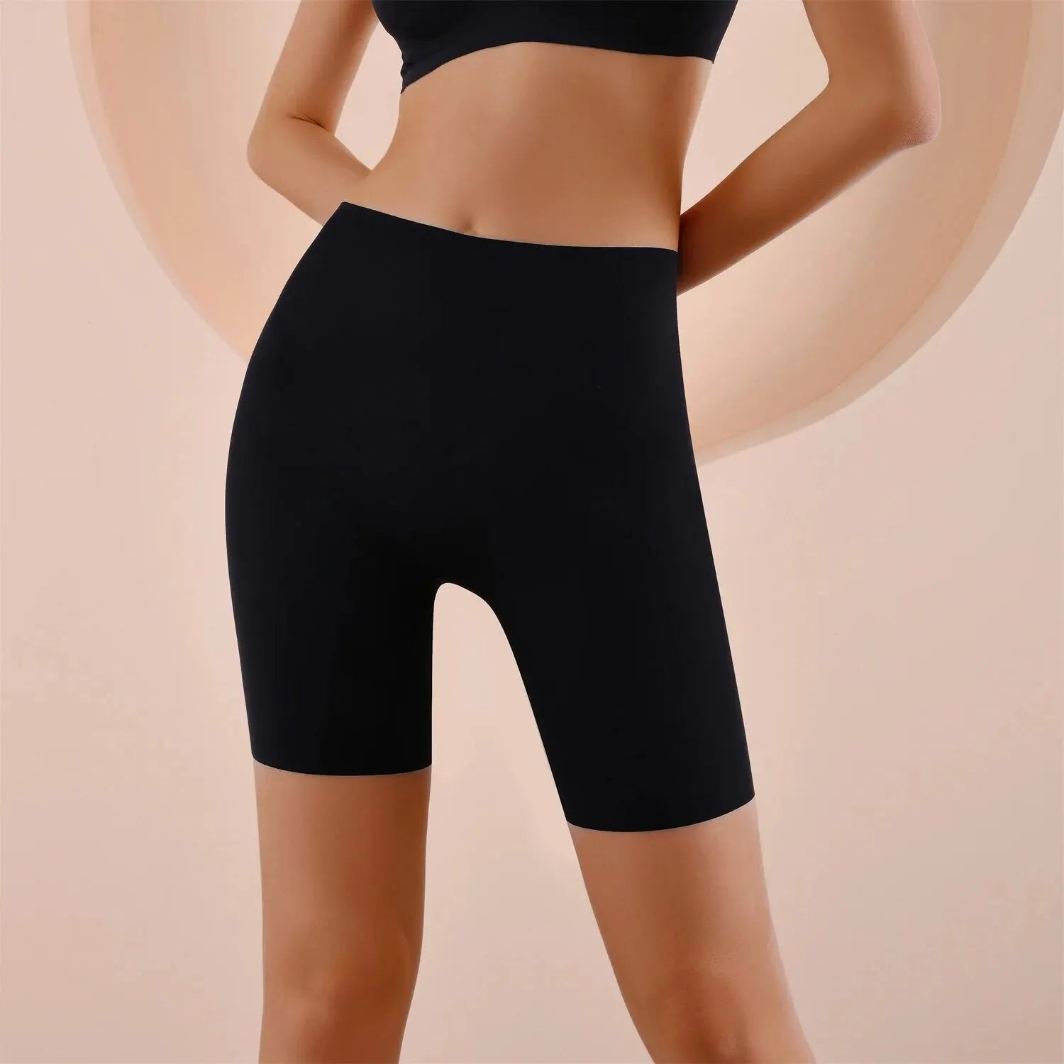 Seamless High-Waist Tummy Control Boyshorts Ice Silk Hip Lift Safety Sports Underwear for Women