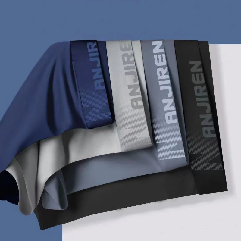 4-Pack Men's Ice Silk Boxer Shorts, Breathable Thin U-Pouch Underwear, Size L-6XL, Wholesale