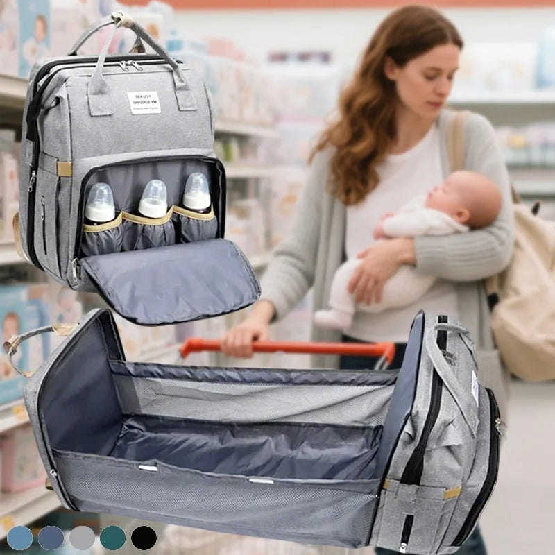 Large Capacity Mommy Diaper Bag Backpack with Changing Mat, 36–55L Baby Nursing & Nappy Organizer