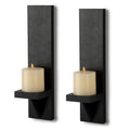 Set of 2 Wooden Wall Candle Sconces 15 in x 3.5 in x 4.3 in (38.1 x 8.9 x 10.9 cm) Rustic Wall-Mount Pillar Candle Holders