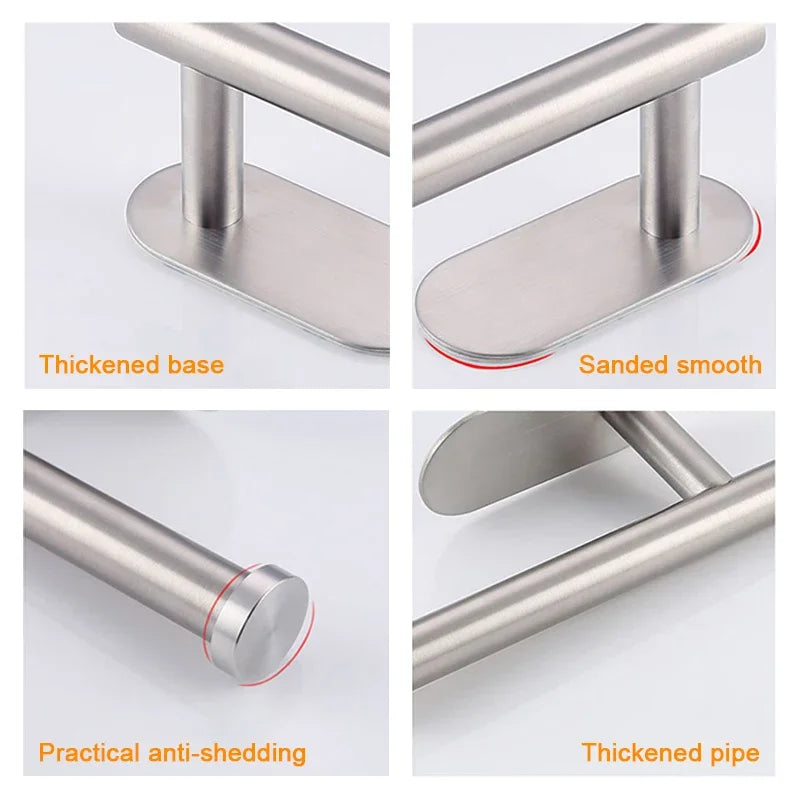 No-Drill SUS304 Stainless Steel Toilet Paper Holder – Self-Adhesive Wall-Mount Tissue Roll Dispenser for Bathroom & Kitchen