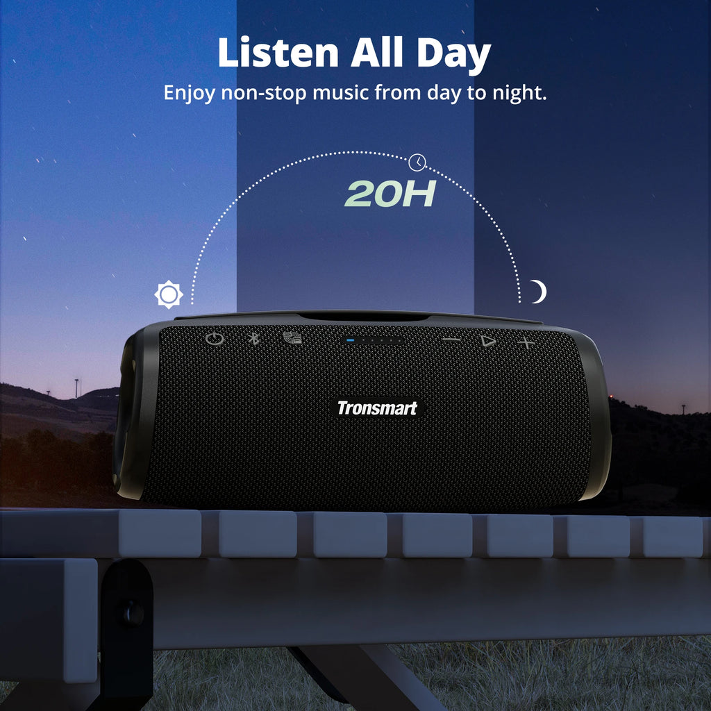 50W Portable Bluetooth Speaker IPX7 Waterproof with Retractable Handle and Built-in Power Bank
