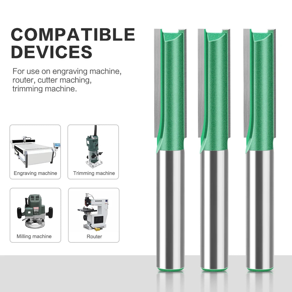 Tungsten Carbide Router Bit 3-20mm (0.12-0.79 in) Diameter, 8mm (0.315 in) Shank, Single/Double Flute Straight Bit for Woodworking