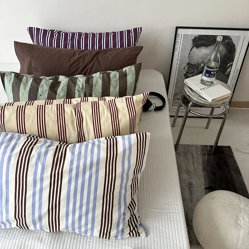 Soft Washed Cotton Striped Pillowcase - Single Pillow Cover 19 x 29 in (48 x 74 cm)