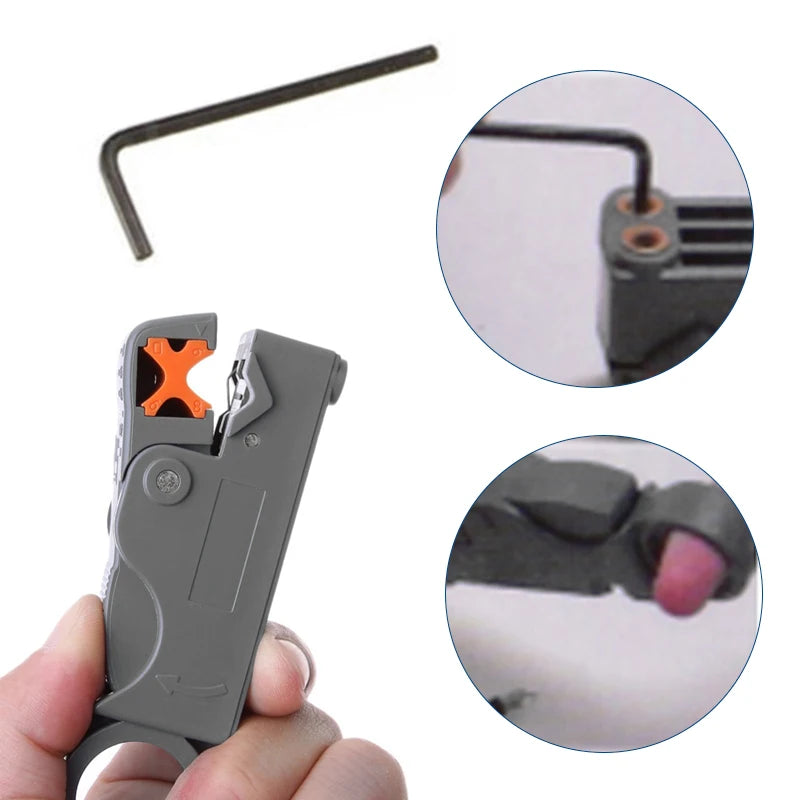 Multifunctional Coaxial Cable Stripper Rotary Network Wire Stripper for RG58 RG59 RG6 3C-2V 5C