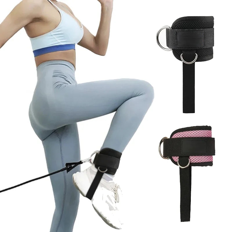 Padded Ankle Strap (1-Pack) - Double D-Ring Cable Machine Cuff for Leg Extensions, Curls & Glute Workouts