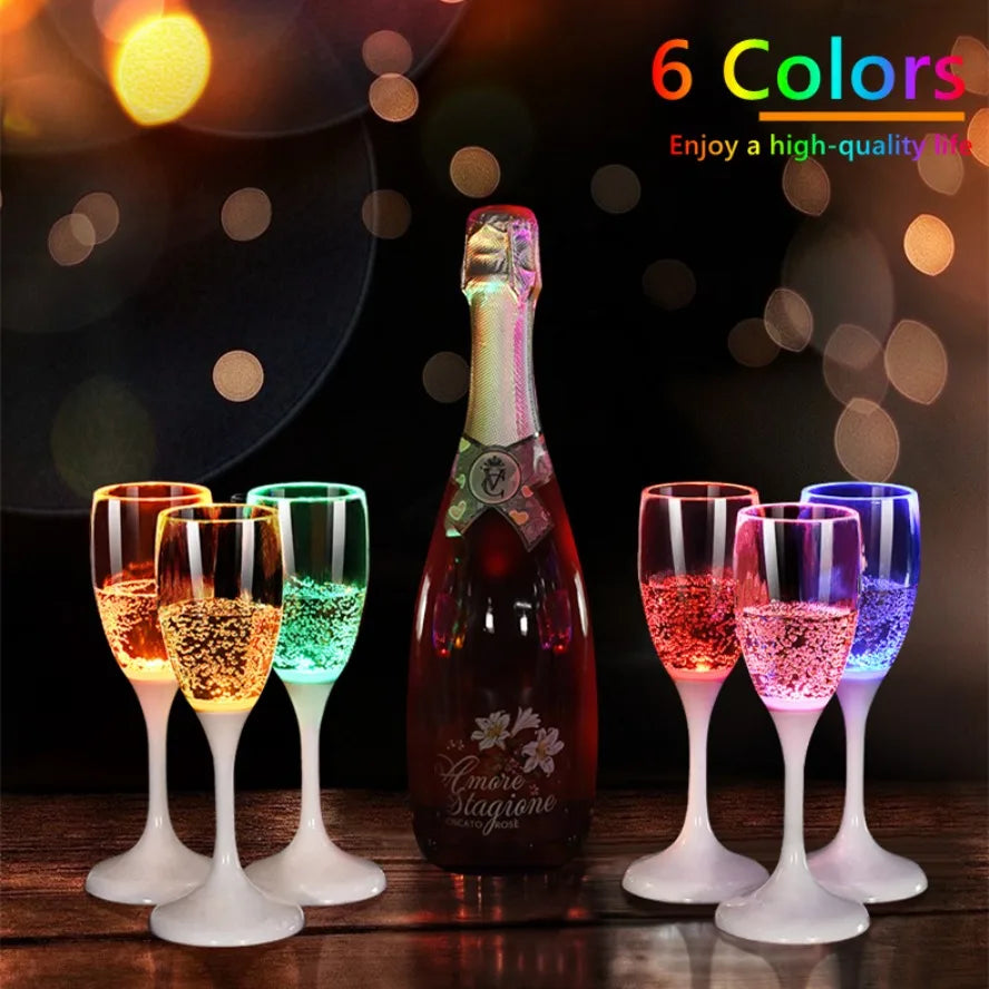 6-Color LED Light-Up Drink Cups - Flashing Wine & Beer Glasses for Parties, Weddings & Christmas