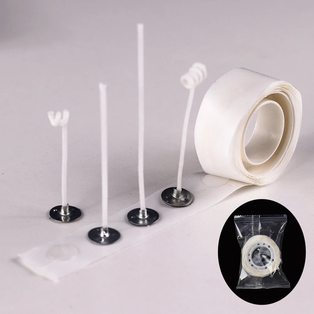 Pre-Waxed Cotton-Core Candle Wicks with Metal Sustainer Tabs, 100-Pack, 1.0–7.9 in (2.6–20 cm) for DIY Candle Making