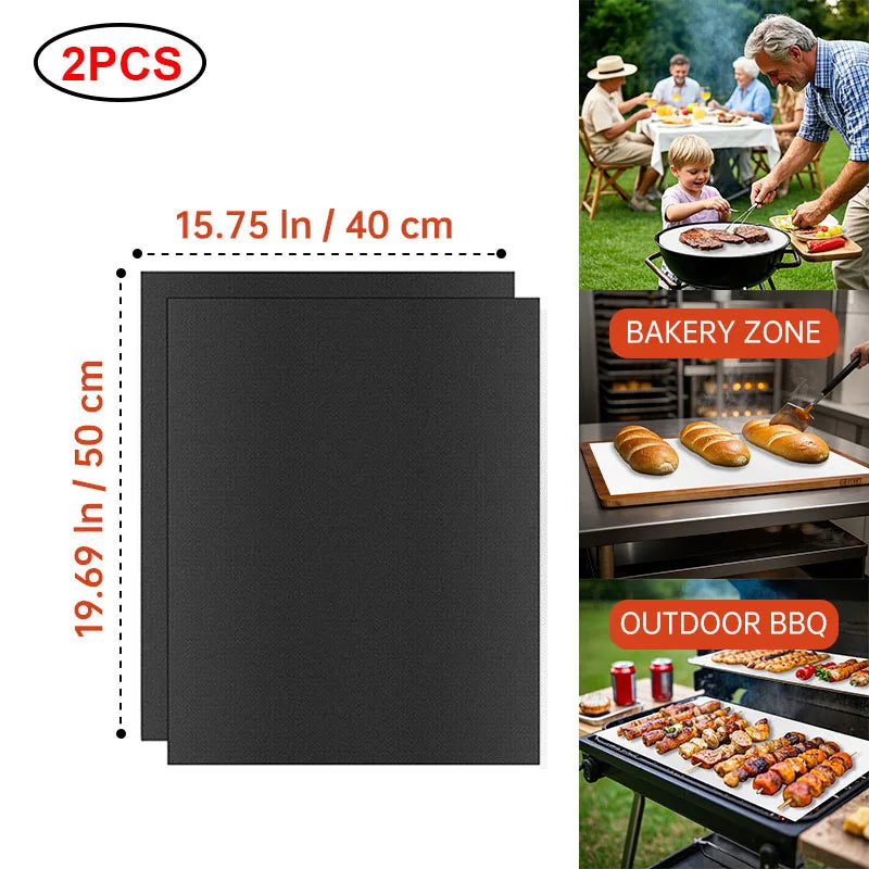 Reusable Non-Stick PTFE Grill & Oven Liner Mat — Heat-Resistant Baking & BBQ Mat
