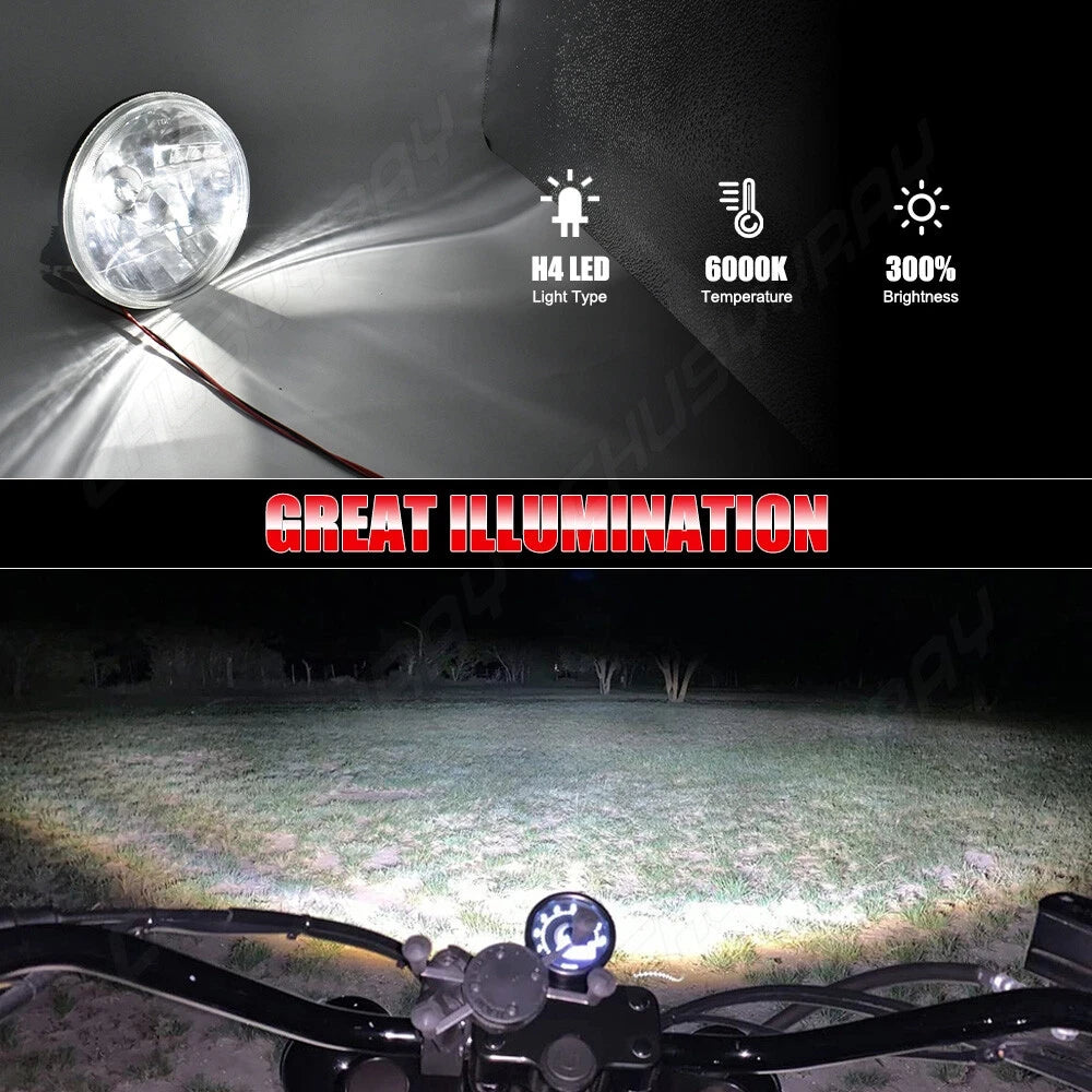 7-Inch (178 mm) Round LED Headlight Pair - 12V H4 6500K 20,000 lm Plug and Play