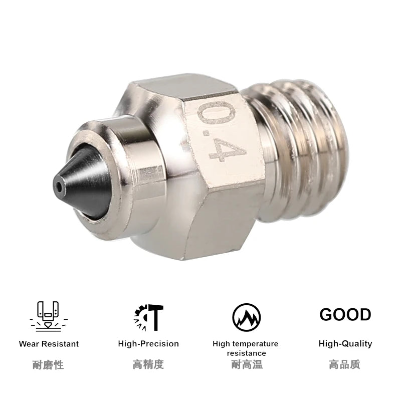 DLC Hardened Steel Tip Copper Bimetal Nozzle – Wear-Resistant High-Conductivity 3D Printer Nozzle for V6 Volcano MK8 Neptune4 K1 Hotends