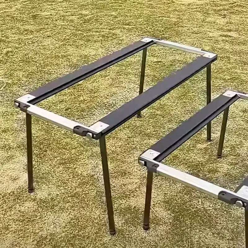 Outdoor IGT Frame Camping Table - Removable Foldable Black Tabletop with 2/3/4 Unit Legs
