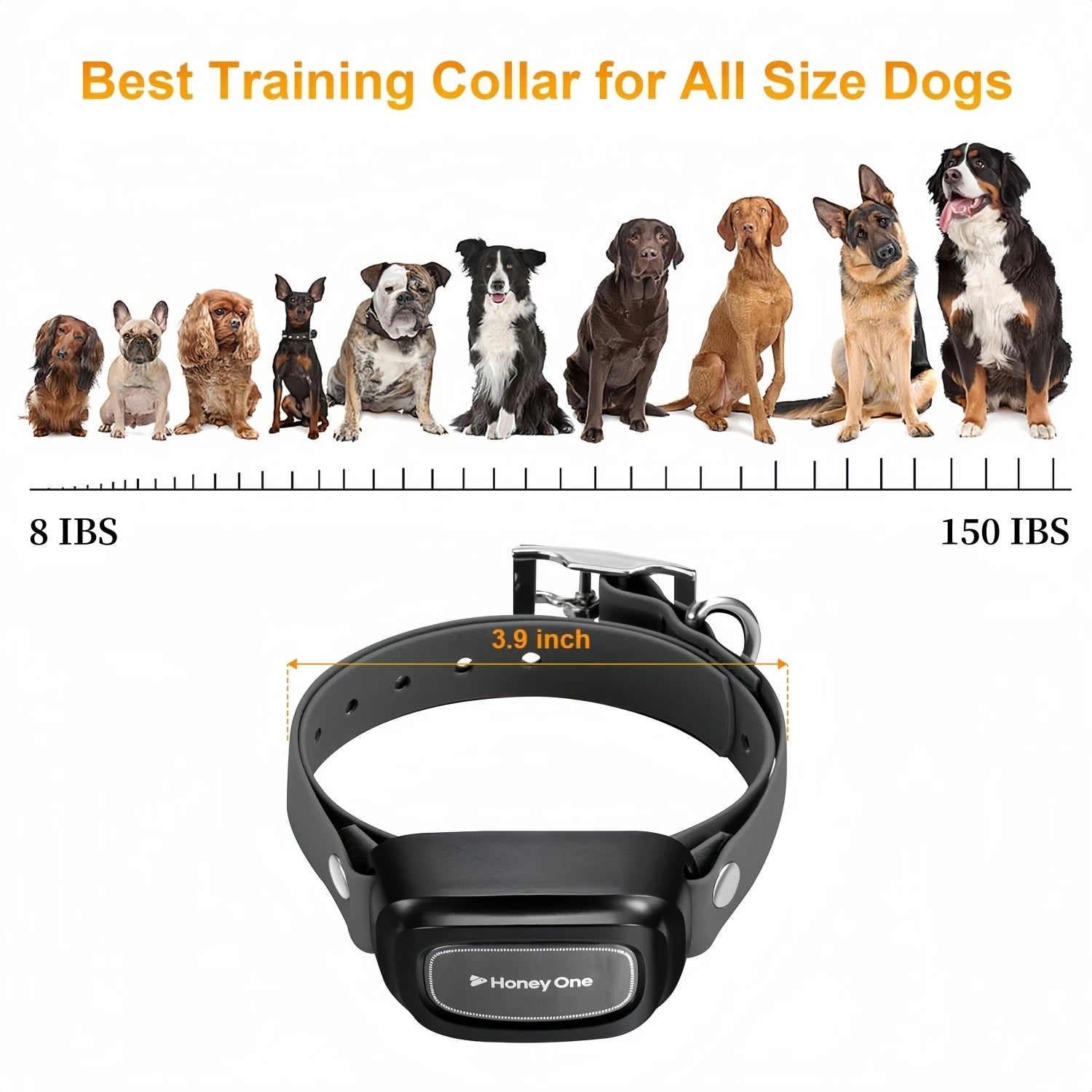 Waterproof Remote Dog Training Collar — Beep, Vibration & Shock, 3,300 ft Range (1,000 m), Adjustable for 8–150 lb (3.6–68 kg) Dogs