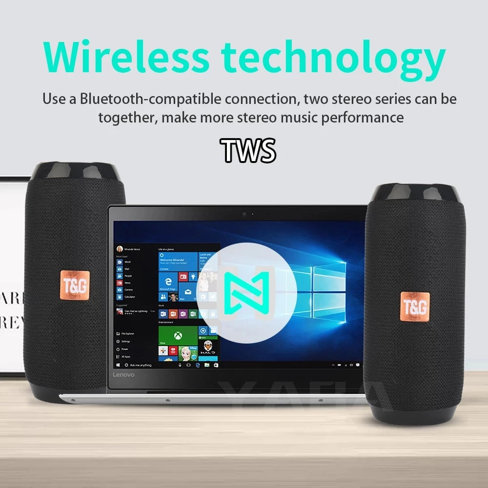 10W Portable Bluetooth Speaker — IPX5 Waterproof, FM Radio, TWS, USB/TF Card, 1200mAh Battery