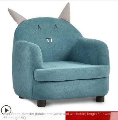 Kids Cartoon Sofa Chair — Children's Toddler Armchair & Learning Stool, Wooden Frame with High-Elastic Foam (22 x 21 x 19.7 in | 56 x 54 x 50 cm)