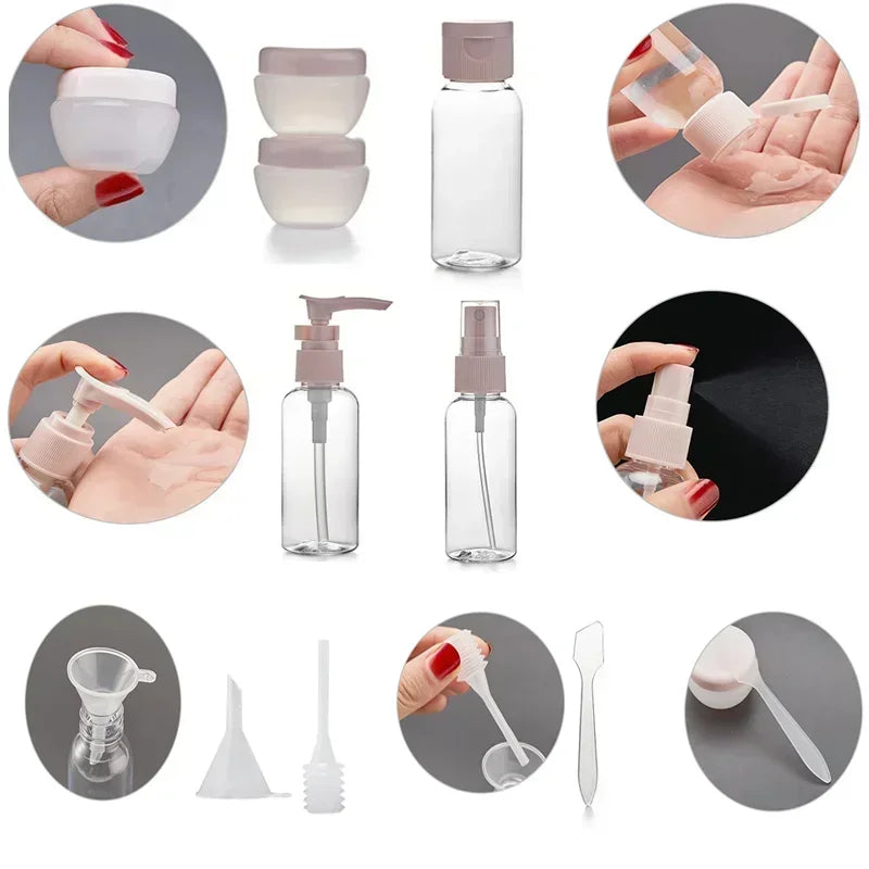 11-Pack Refillable Travel Bottle Set - 120ml (4.06 oz) & 60ml (2.03 oz) Spray, Squeeze & Tube Bottles for Perfume, Lotion & Shampoo