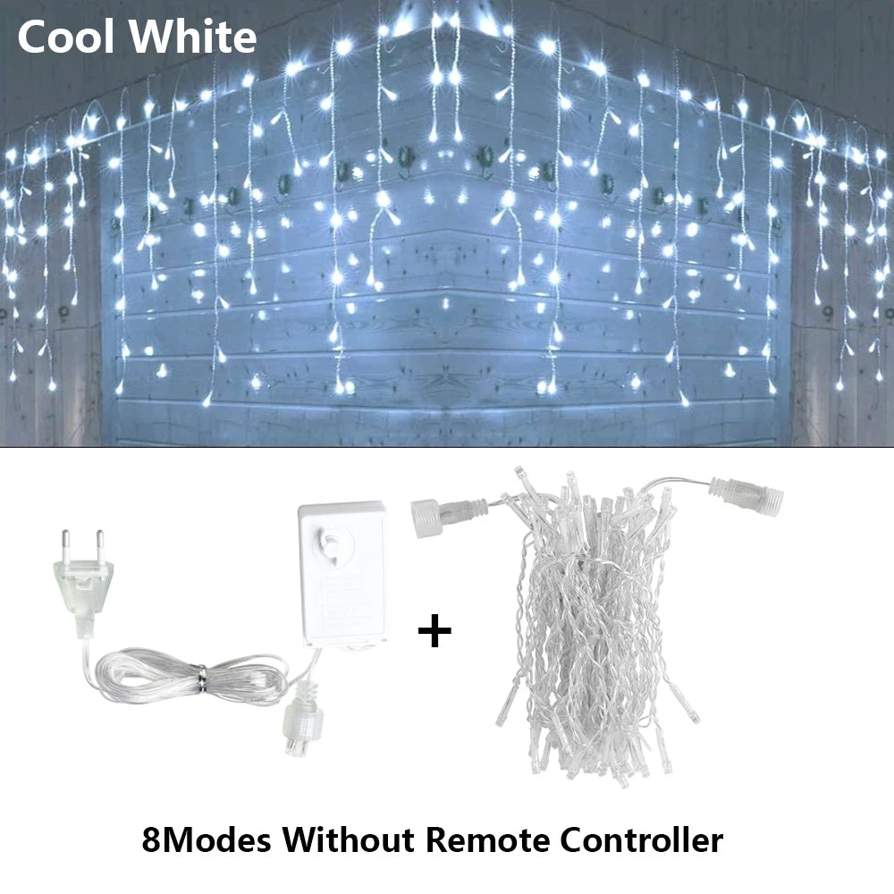 LED Icicle Curtain Fairy Lights – 3.5m to 40m (11.5–131 ft) Waterproof String Lights for Christmas, Wedding & Party Indoor Outdoor
