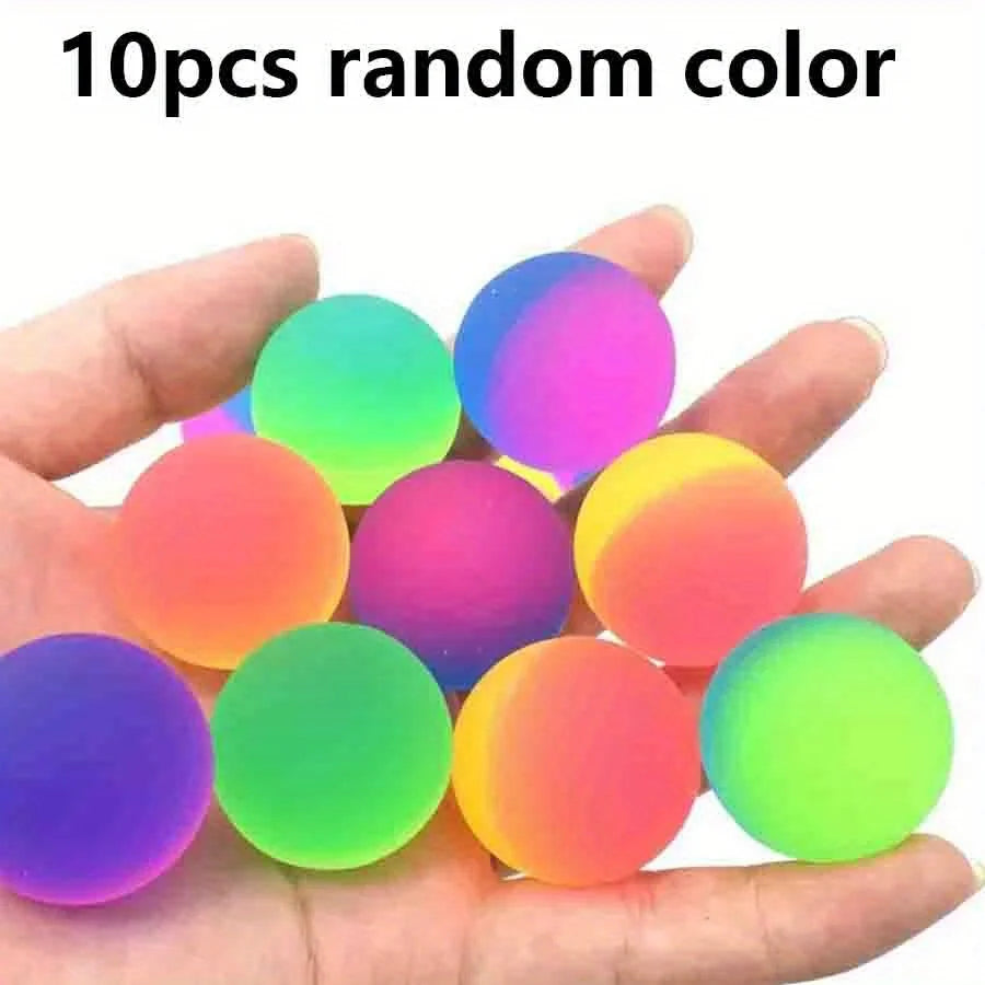 10-Pack High-Bounce Rubber Cat Toy Balls - 25mm (1 in) Colorful Rainbow
