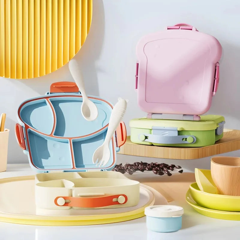 Bento Lunch Box Set • Leakproof BPA-Free Meal Container with Spice Cup & Utensils, Portable Handle for School Travel & BBQ