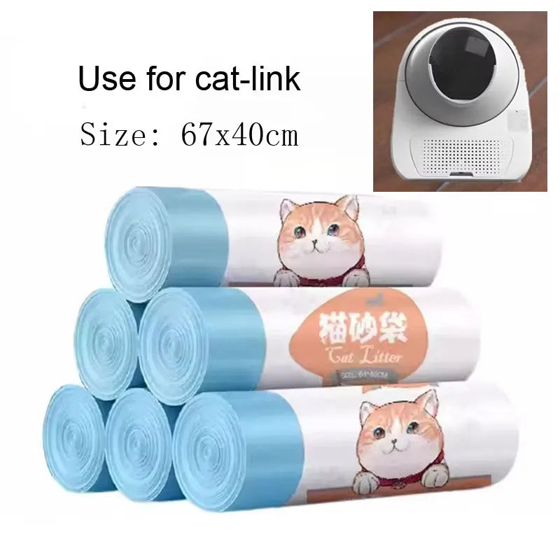 Drawstring Thickened Cat Litter Box Liners — Disposable Pet Waste Bags for Smart Litter Boxes