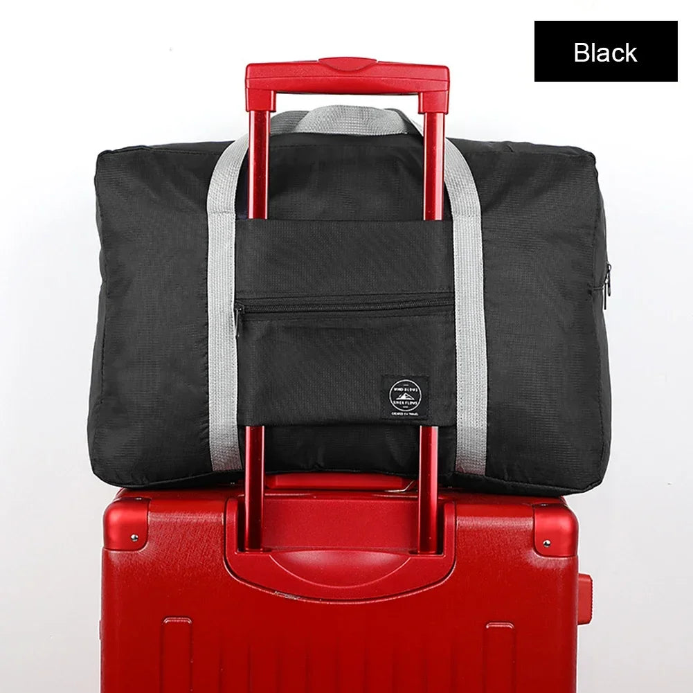 Solid Color Waterproof Foldable Travel Bag Lightweight Large Capacity Luggage Tote 18.9×12.6×6.3 in (48×32×16 cm)