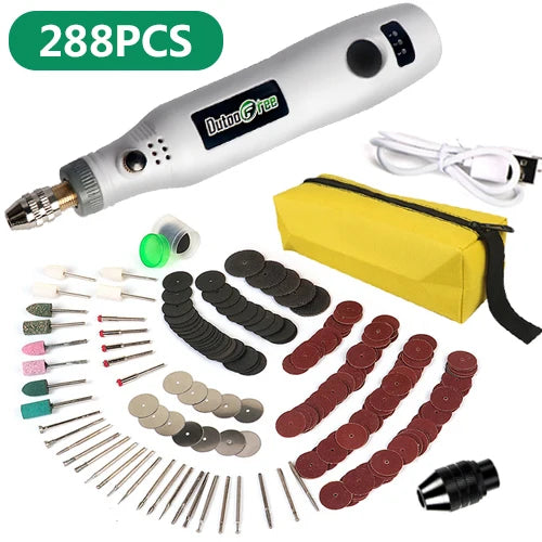 3-Speed USB Cordless Rotary Tool Mini Electric Engraving Drill Pen with Accessories