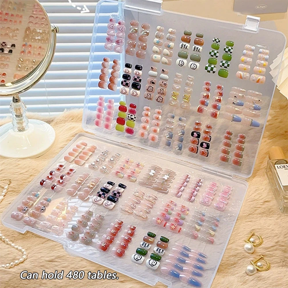Transparent Portable Press-On Nail Storage Box – Nail Display Case Organizer for Salon & DIY