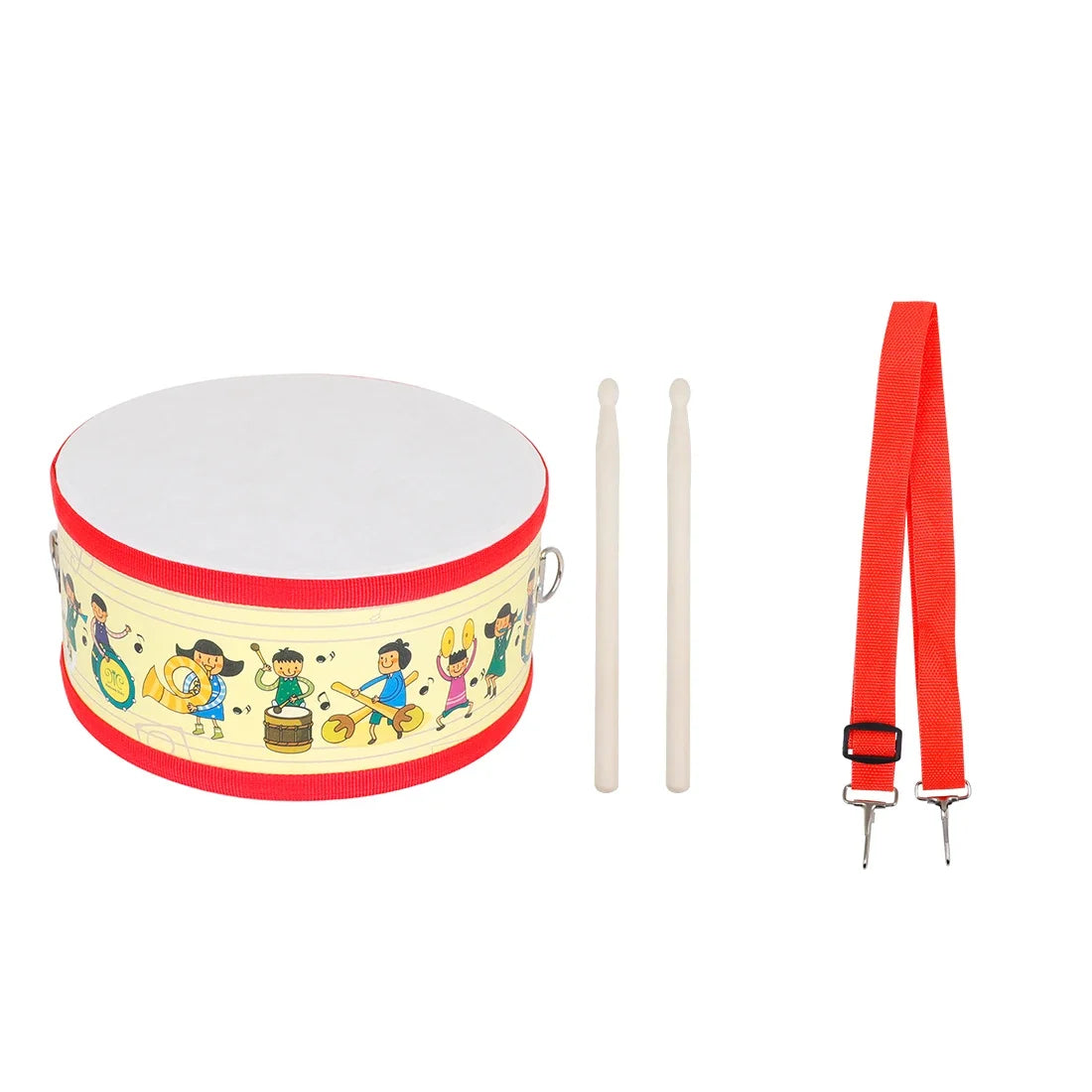 Double-Sided Wooden Hand Drum Tambourine – Cartoon Orff Percussion Instrument for Kids, Portable Educational Toy