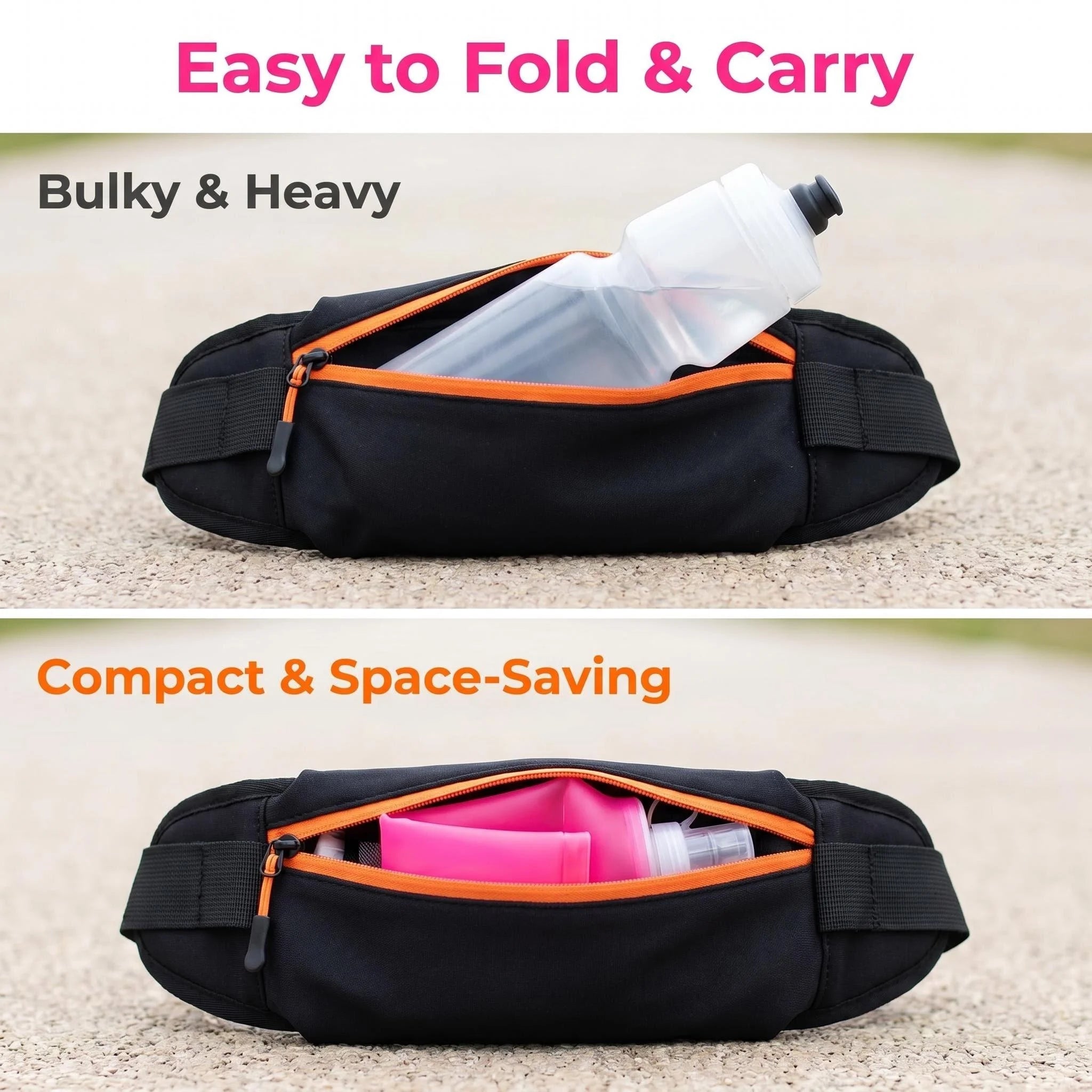 150ml/250ml/500ml (5oz/8.5oz/17oz) Collapsible Silicone Water Bottle with Bite Valve - Portable for Running Camping Hiking Travel