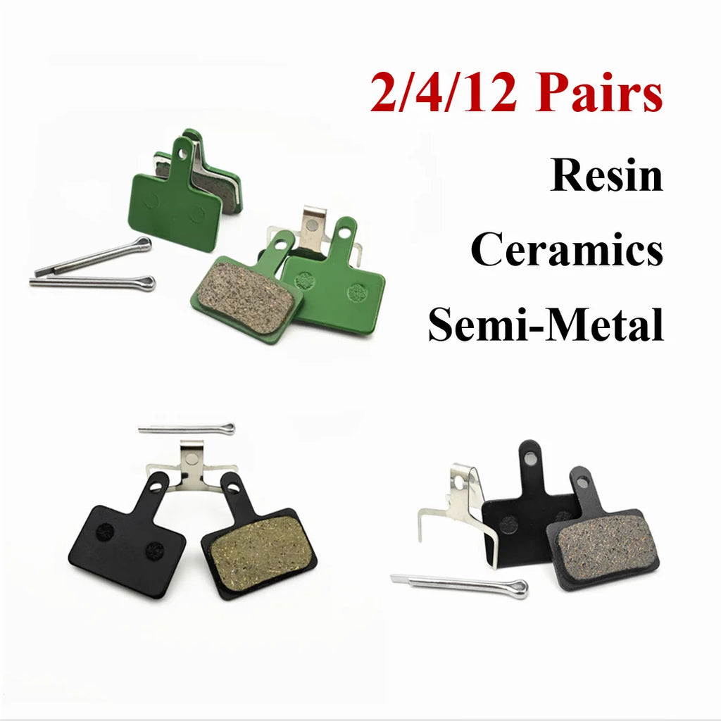 2/4/12-Pair Hydraulic Disc Brake Pads for Mountain Bikes — Resin, Semi-Metal & Ceramic Options