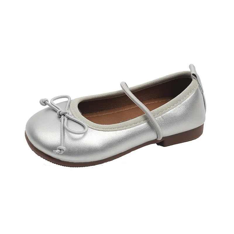 Girls PU Leather Oxfords Soft Toddler and Kids School Flats in Gold and Silver