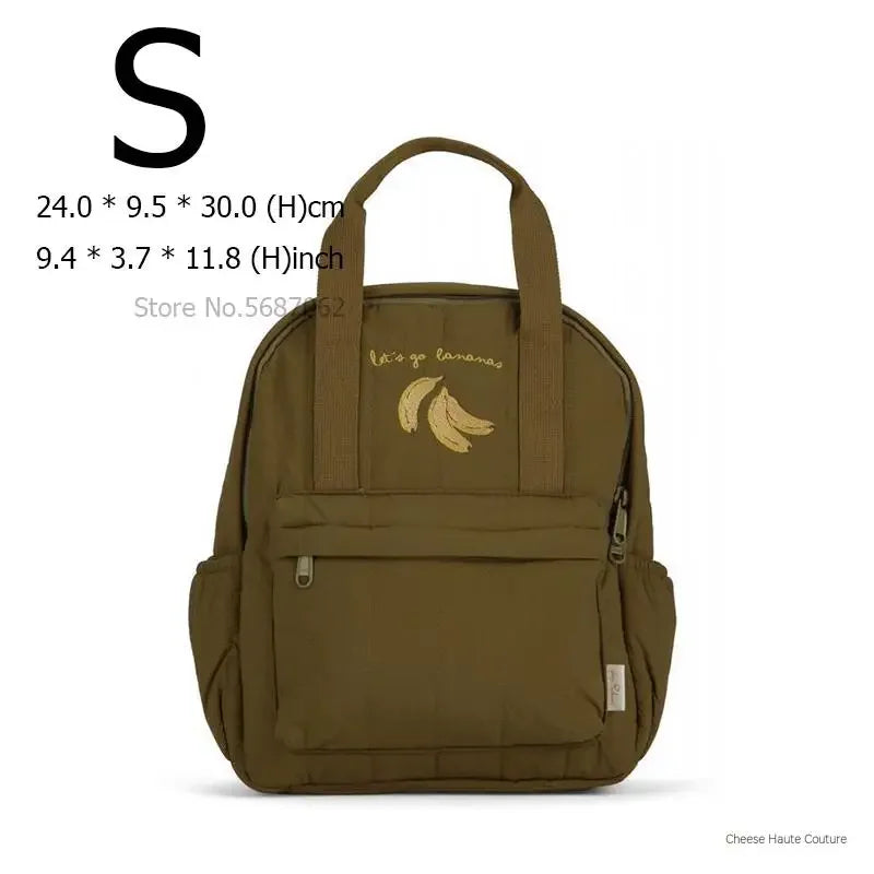 Cherry Parent-Child Kids Backpack — Kindergarten School Bag (Small & Large S/L) Lightweight Cotton Travel Bag for Boys, Girls & Moms