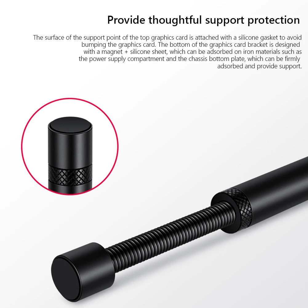 Adjustable Aluminum GPU Support Bracket – Telescopic Anti-Sag Graphics Card Brace with Magnetic Base (26–120 mm / 1.02–4.72 in)
