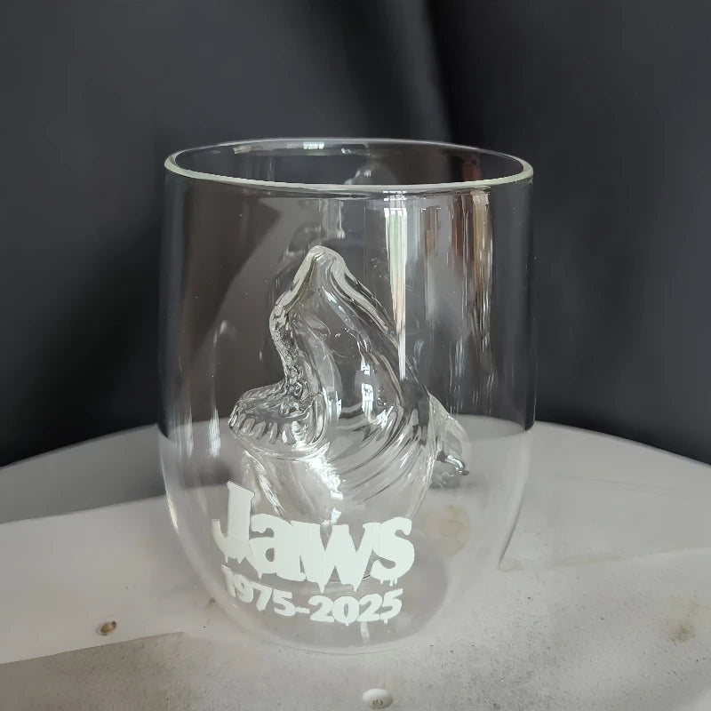3D Shark Stemless Glass - 8.5 fl oz (250 ml) Novelty Wine, Whiskey & Cocktail Glass