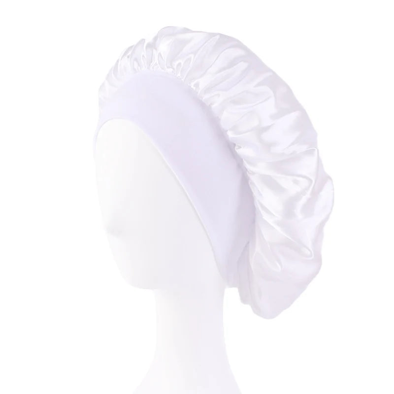 Women's Satin Wide-Brim Sleep Bonnet – Elastic Hair Care Night Cap, One Size
