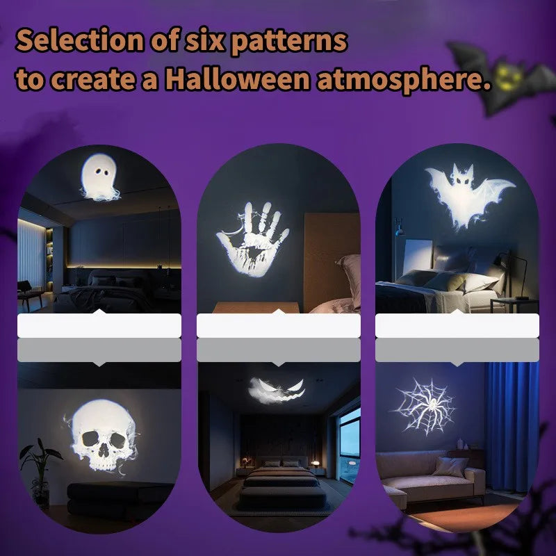 USB LED Halloween Projector Light — Switchable Ghost & Skull Night Lamp for Ceiling, Wall & Window Decor