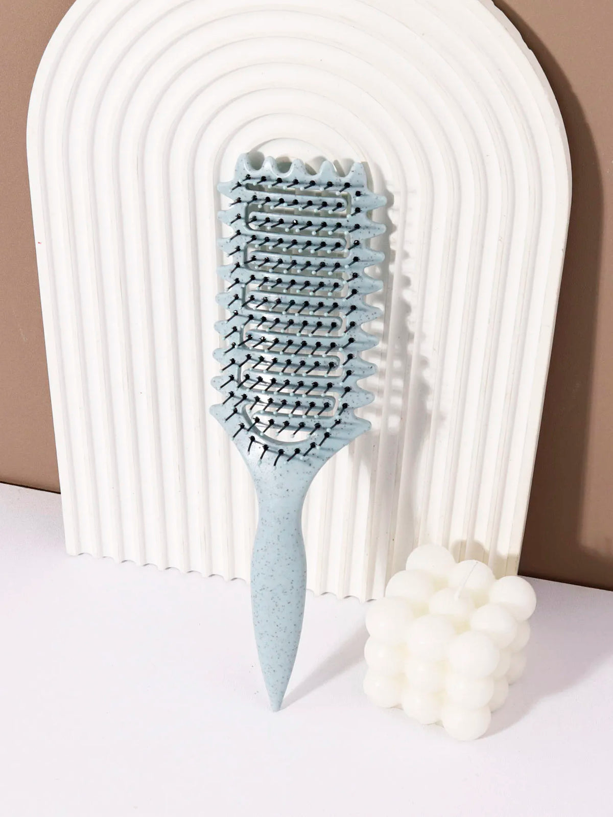 Curling Styling Brush Hollow Massage Comb with Nylon Bristles and ABS Handle for Human Hair Wigs