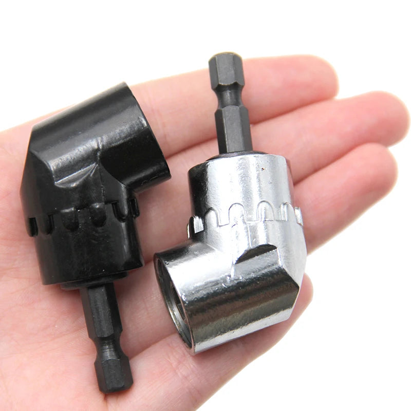 105° Right Angle Drill Attachment – 1/4 in (6.35 mm) Hex Screwdriver Adapter, 2.4 in (61 mm) Extension for Electric Drills & Wrenches