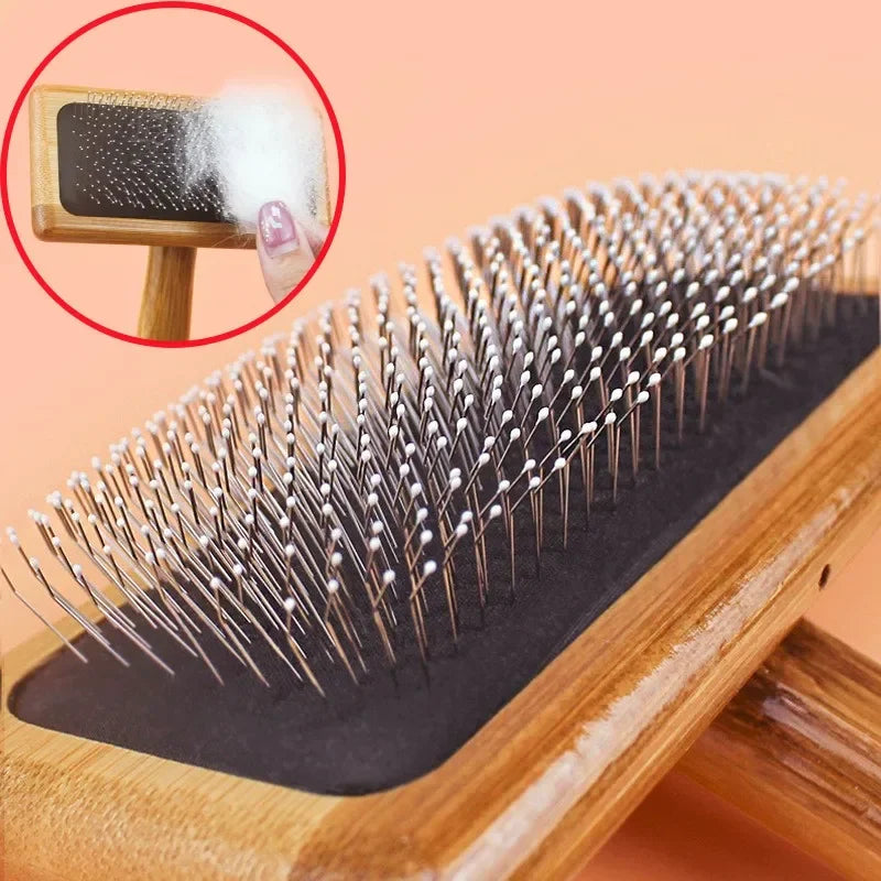 Wooden Pet Grooming Brush for Dogs & Cats – Hair Remover, Knot Opener & Massage Comb