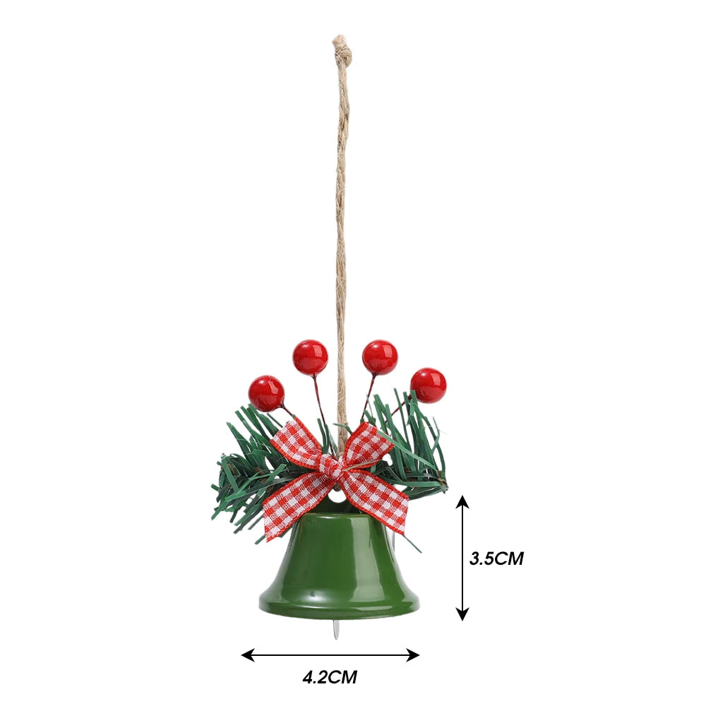Metal Christmas Star Jingle Bell Ornaments with Red Berry Bow – Tree Decorations, Pack of 1/3/5/10/20
