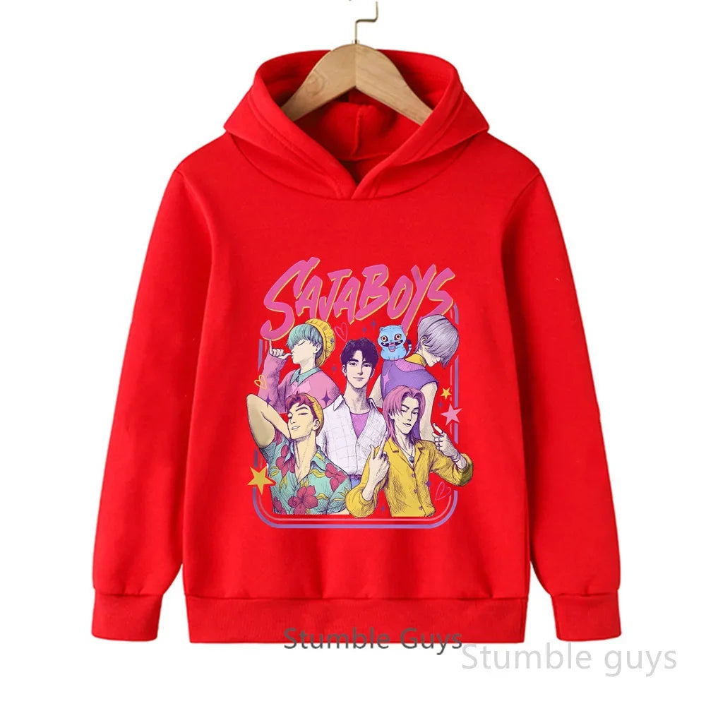 Kids Anime Demon Hunters Hoodie - K-Pop Style Warm Casual Sweatshirt for Boys & Girls