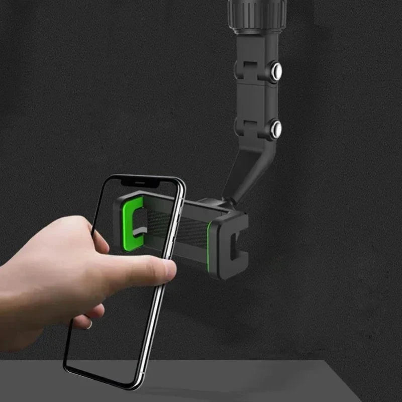 Universal Rearview Mirror Phone Holder - Clip-On Car Mount for Navigation & Hands-Free Calls